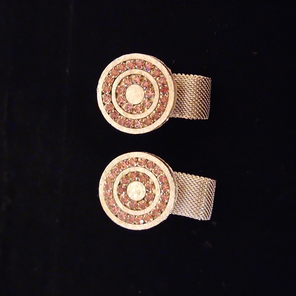 Elegant Silver and Pink Circular Cufflinks
